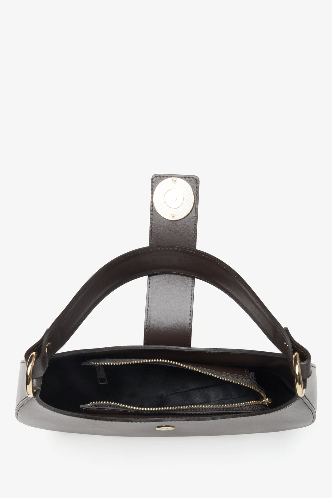 Dunkelbraune Damen-Handtasche aus edlem italienischem Echtleder Estro ER00116364