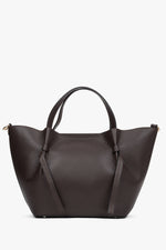 Dunkelbraune Damen-Handtasche in Bootsform aus edlem italienischem Echtleder Estro ER00116352.