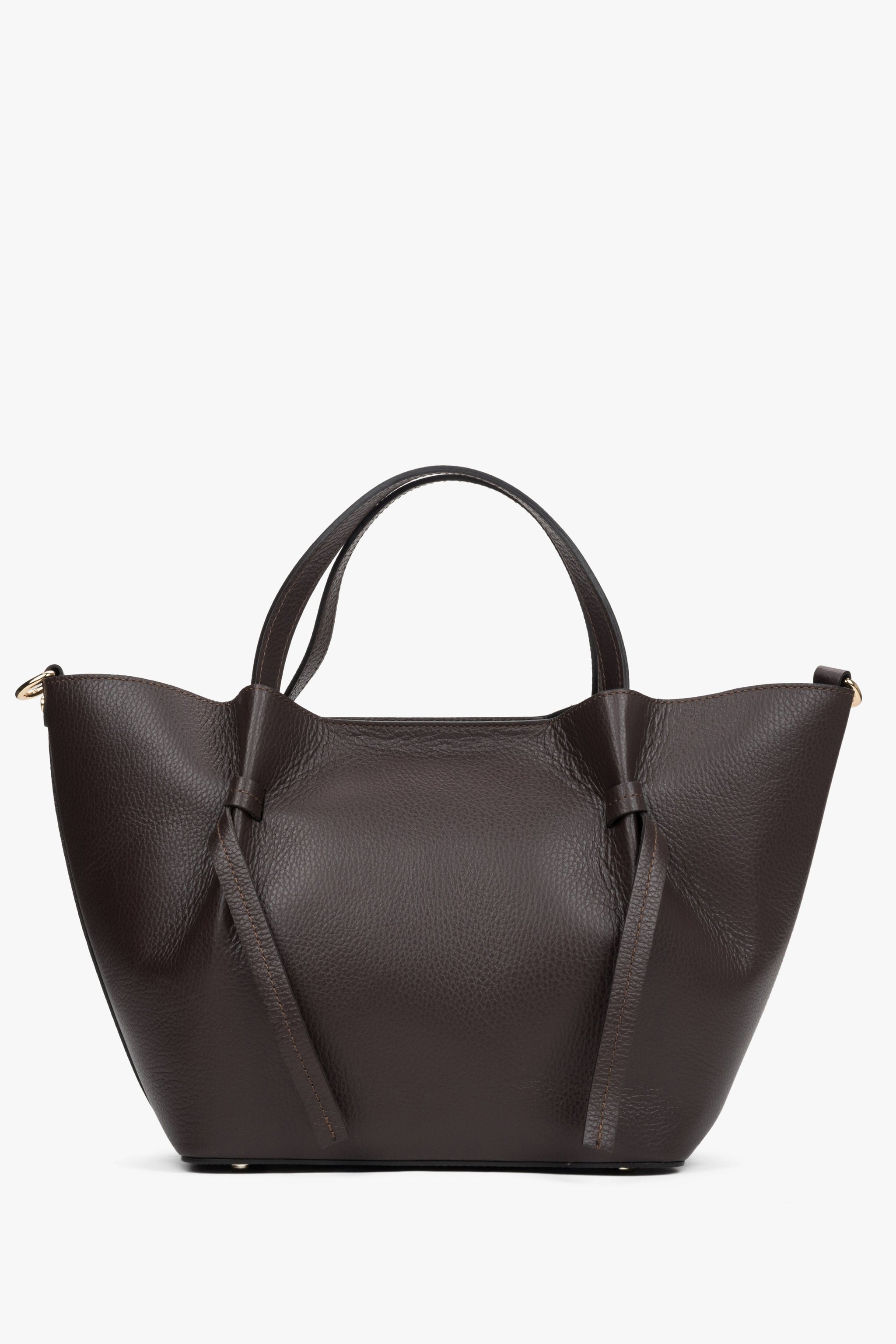 Dunkelbraune Damen-Handtasche in Bootsform aus edlem italienischem Echtleder Estro ER00116352.