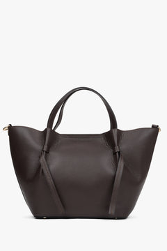 Dunkelbraune Damen-Handtasche in Bootsform aus edlem italienischem Echtleder Estro ER00116352.