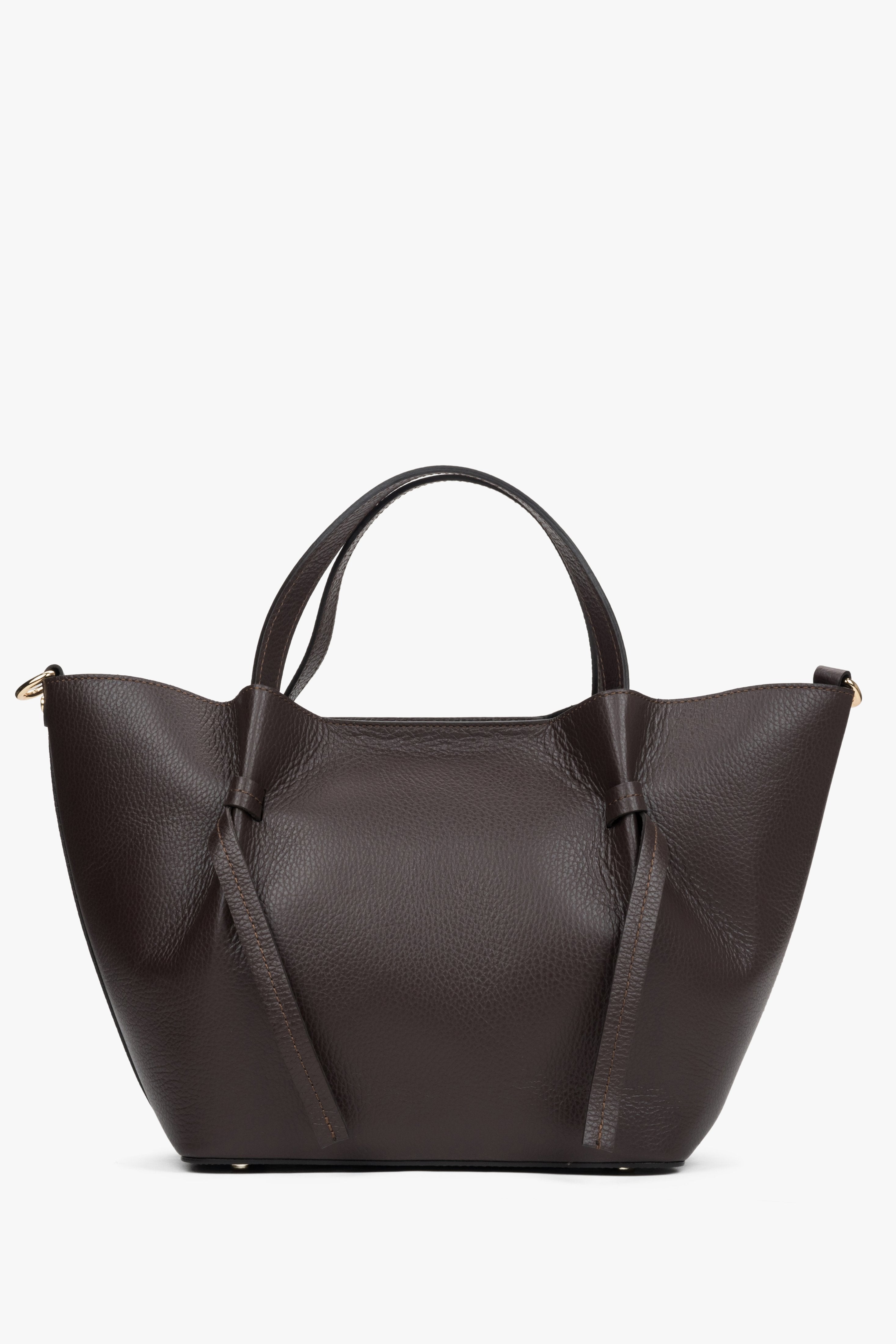 Dunkelbraune Damen-Handtasche in Bootsform aus edlem italienischem Echtleder Estro ER00116352.