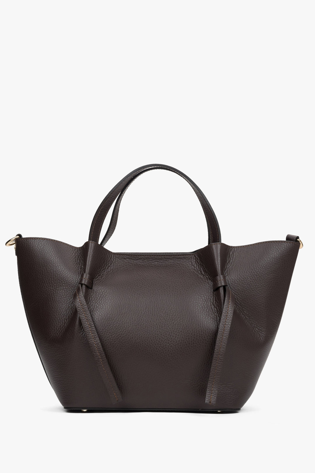 Dunkelbraune Damen-Handtasche in Bootsform aus edlem italienischem Echtleder Estro ER00116352.