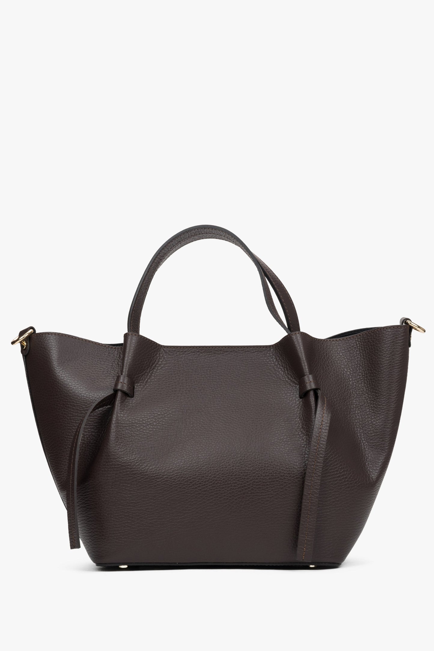 Dunkelbraune Damen-Handtasche von Estro in Bootsform aus edlem italienischem Echtleder.