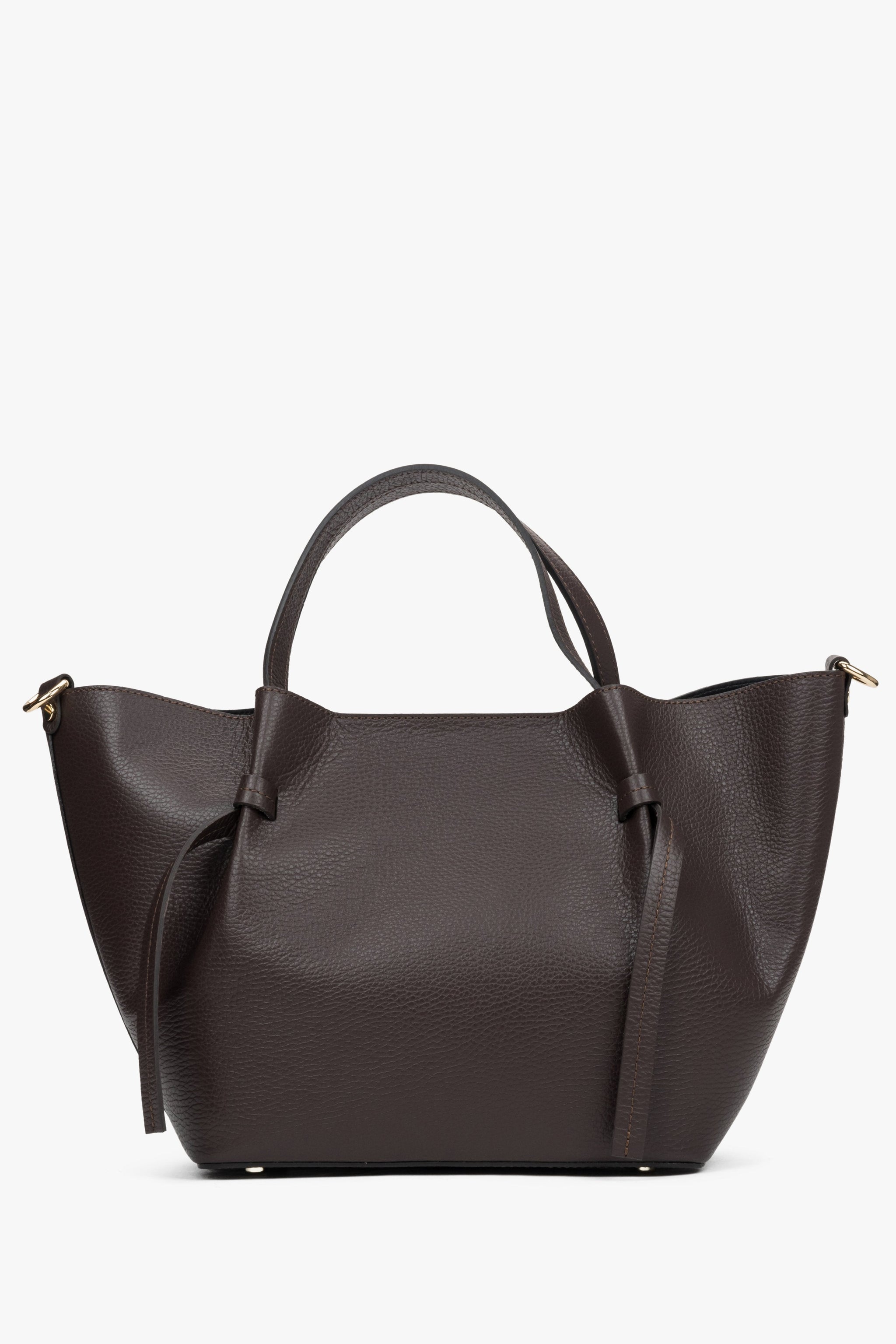 Dunkelbraune Damen-Handtasche von Estro in Bootsform aus edlem italienischem Echtleder.