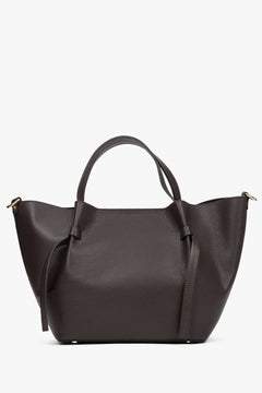 Dunkelbraune Damen-Handtasche von Estro in Bootsform aus edlem italienischem Echtleder.