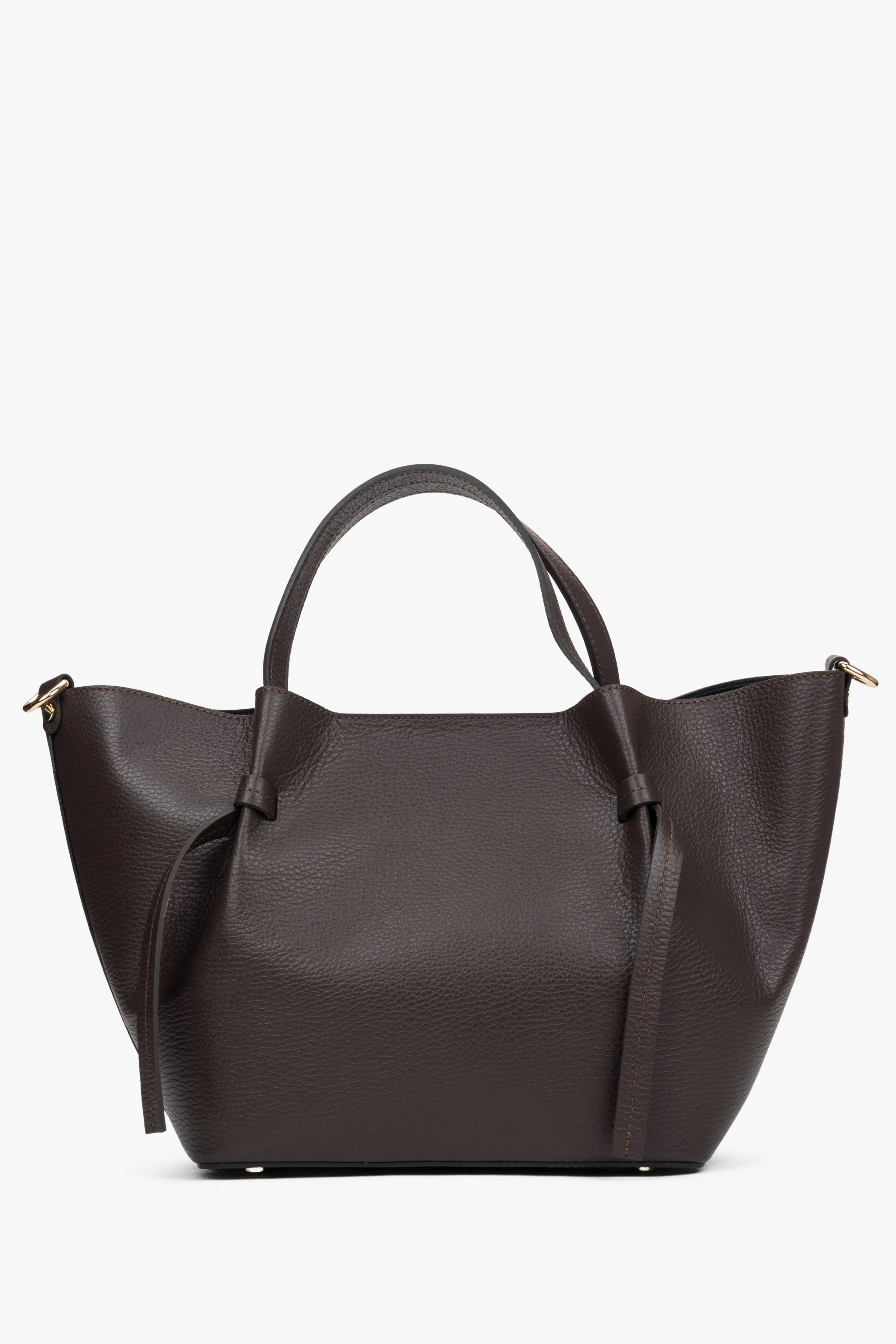 Dunkelbraune Damen-Handtasche von Estro in Bootsform aus edlem italienischem Echtleder.