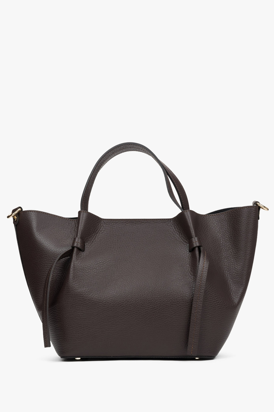 Dunkelbraune Damen-Handtasche von Estro in Bootsform aus edlem italienischem Echtleder.
