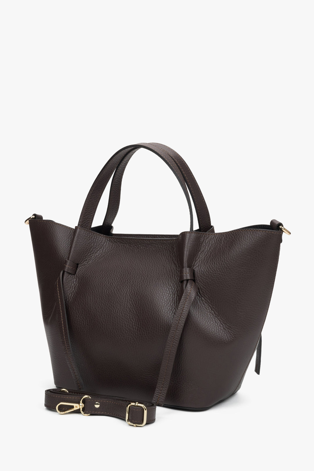 Elegante dunkelbraune Damen-Handtasche von Estro in Bootsform.