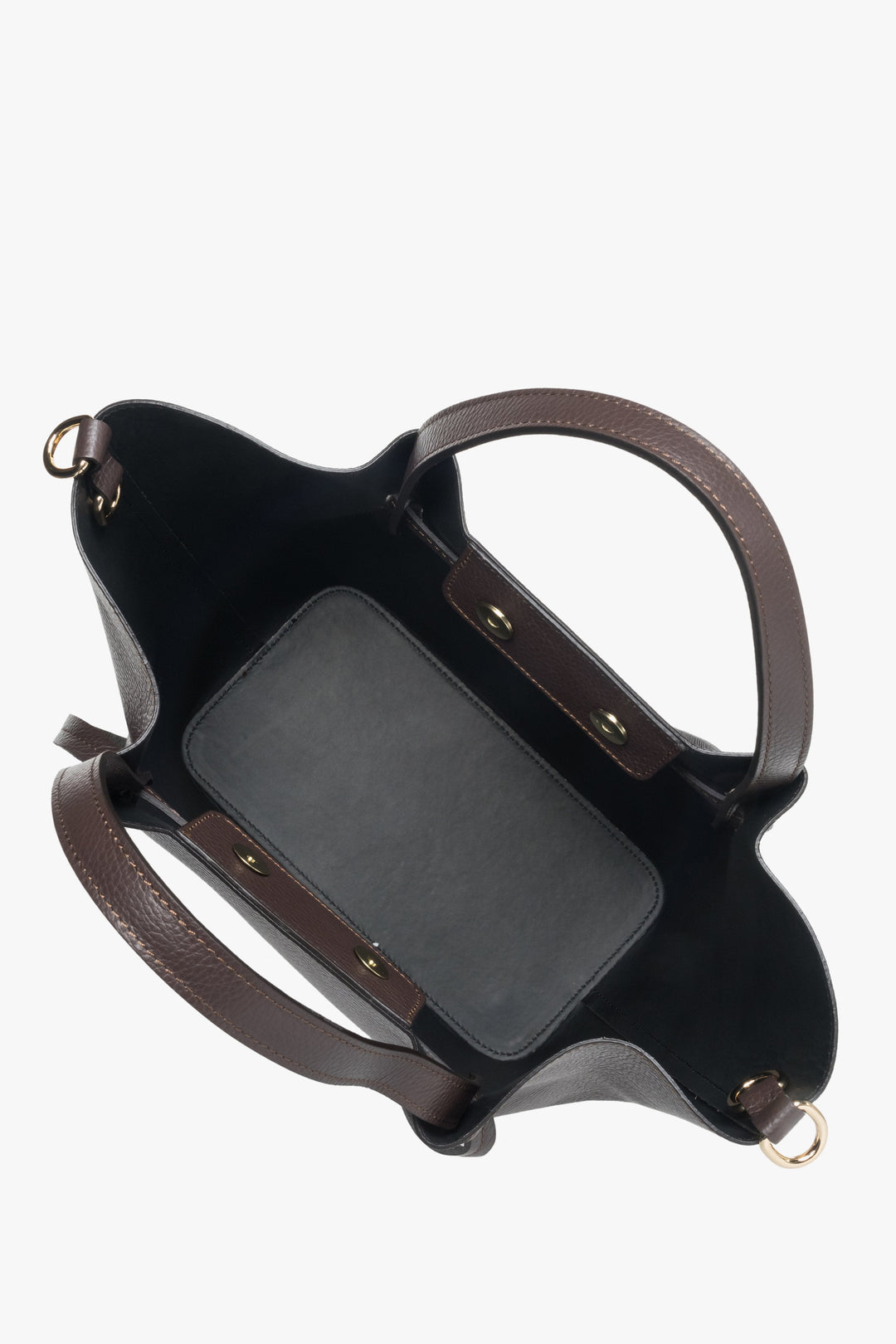 Dunkelbraune Handtasche in Bootsform aus edlem italienischem Echtleder.