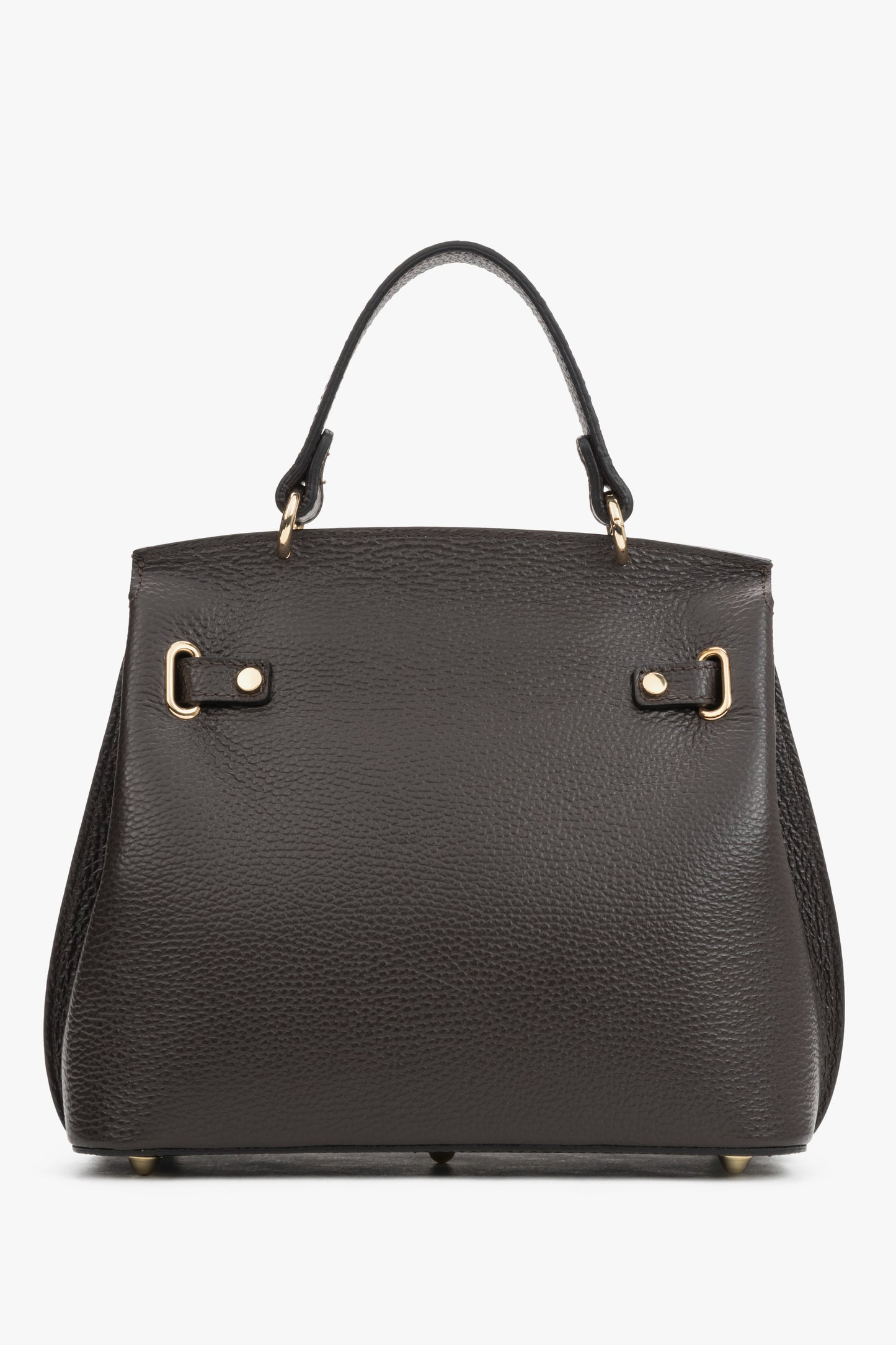 Rückansicht der klassischen dunkelbraunen Satchel Bag aus feinem italienischem Premium-Naturleder