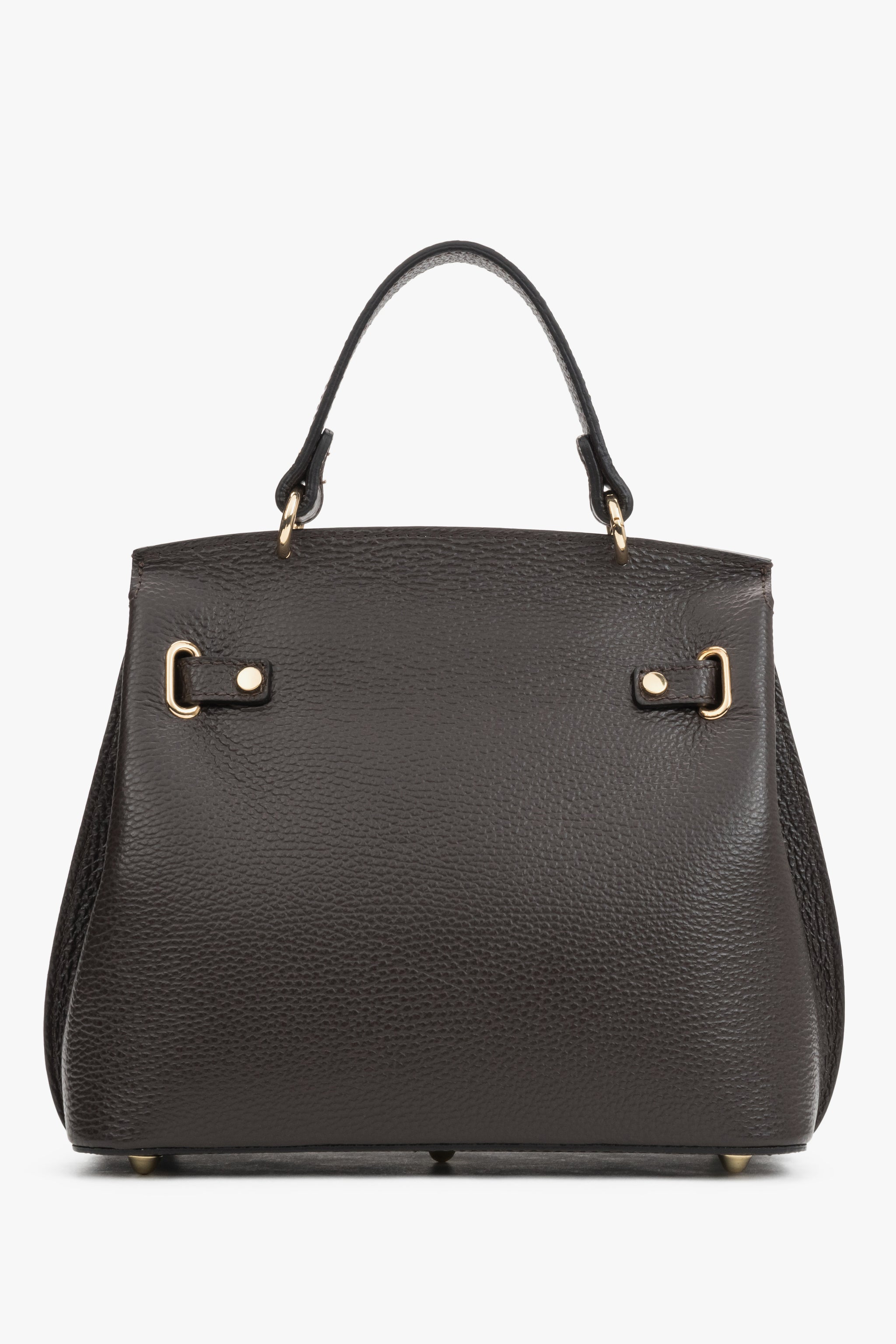 Rückansicht der klassischen dunkelbraunen Satchel Bag aus feinem italienischem Premium-Naturleder