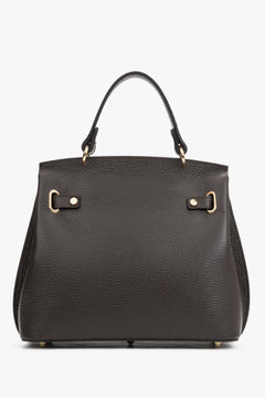 Rückansicht der klassischen dunkelbraunen Satchel Bag aus feinem italienischem Premium-Naturleder