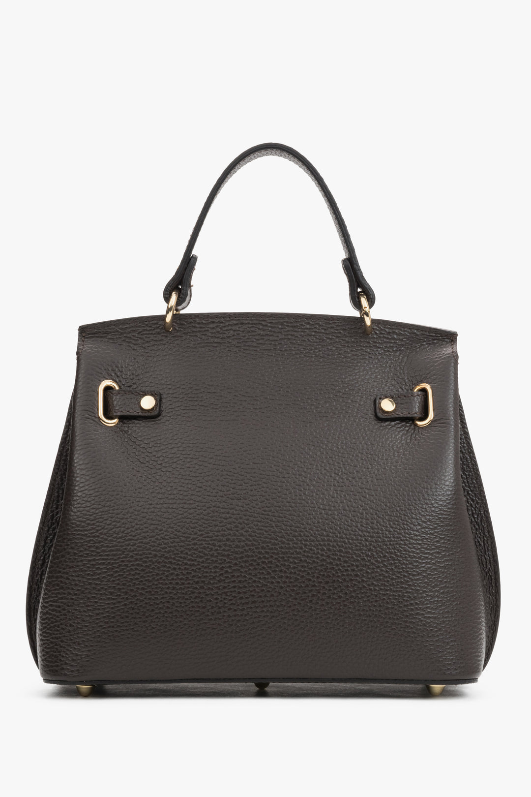 Rückansicht der klassischen dunkelbraunen Satchel Bag aus feinem italienischem Premium-Naturleder