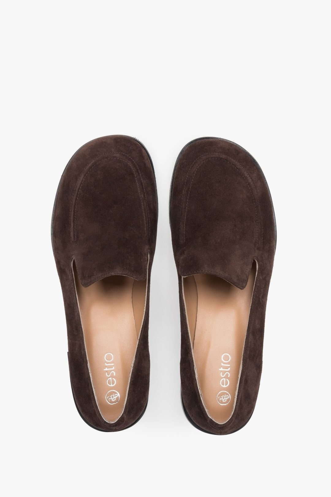 Seitenansicht eines dunkelbraunen Loafers für Damen Estro ER00117616