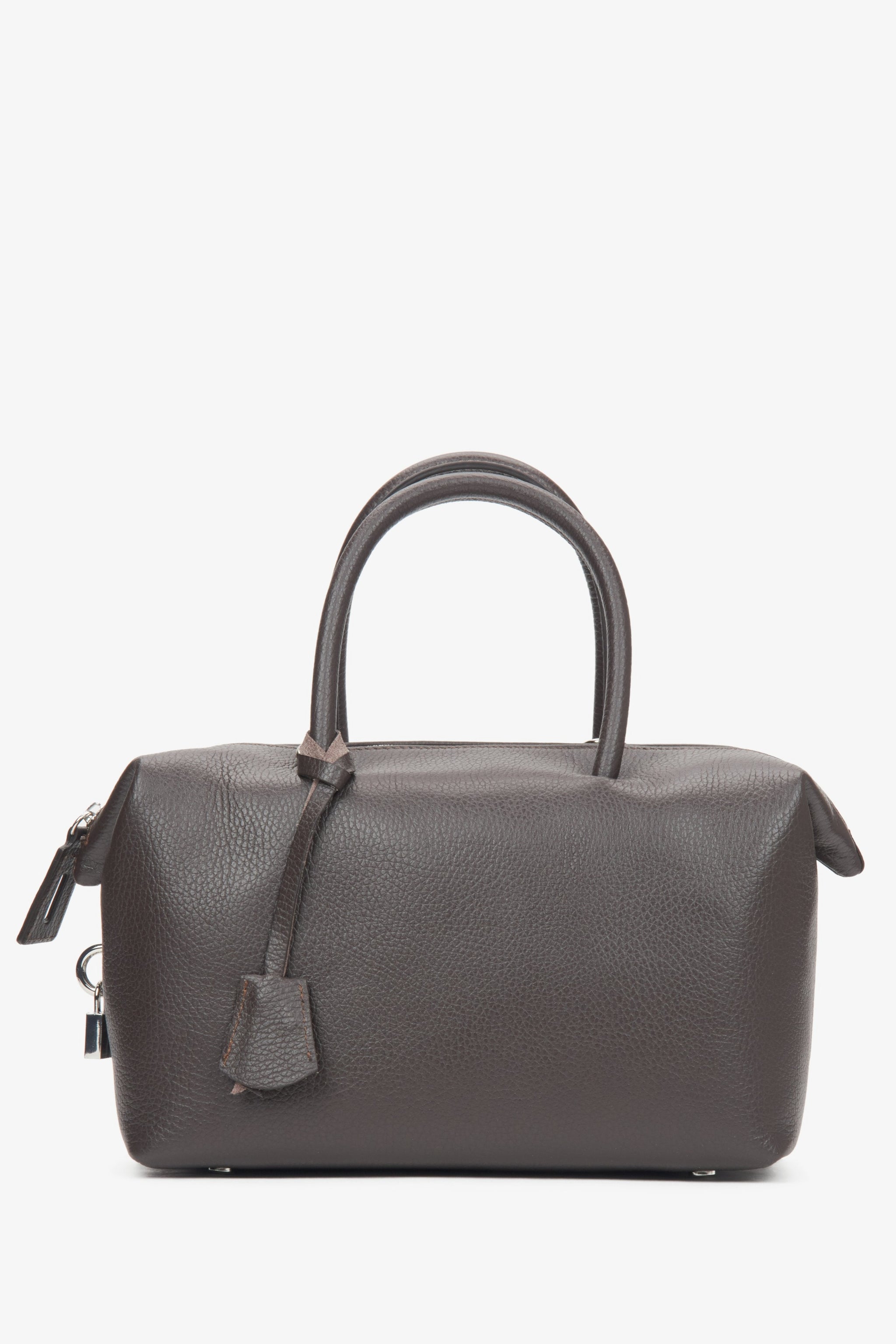 Dunkelbraune Damen-Satchel-Tasche aus edlem italienischem Echtleder Estro ER00116700.