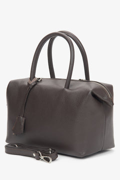 Dunkelbraune Damen-Satchel-Tasche aus edlem italienischem Echtleder Estro ER00116700