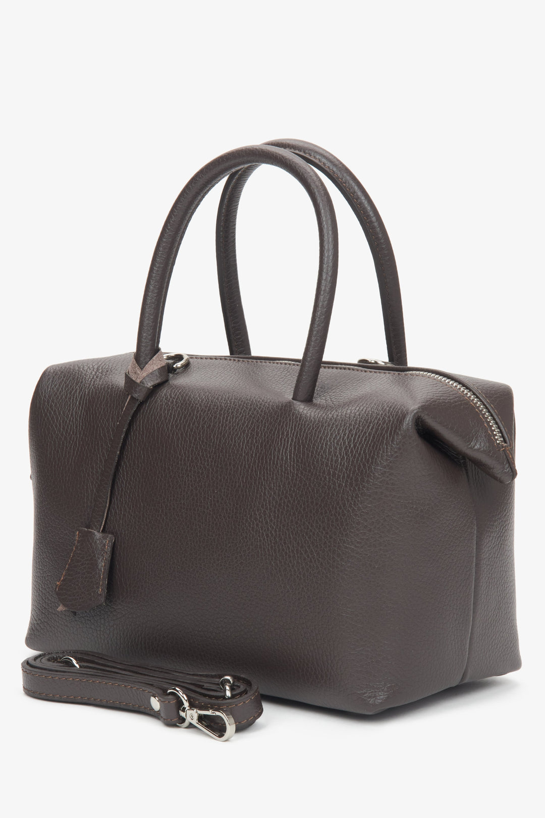 Dunkelbraune Damen-Satchel-Tasche aus edlem italienischem Echtleder Estro ER00116700