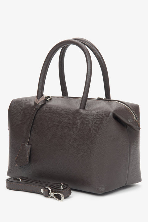 Dunkelbraune Damen-Satchel-Tasche aus edlem italienischem Echtleder Estro ER00116700