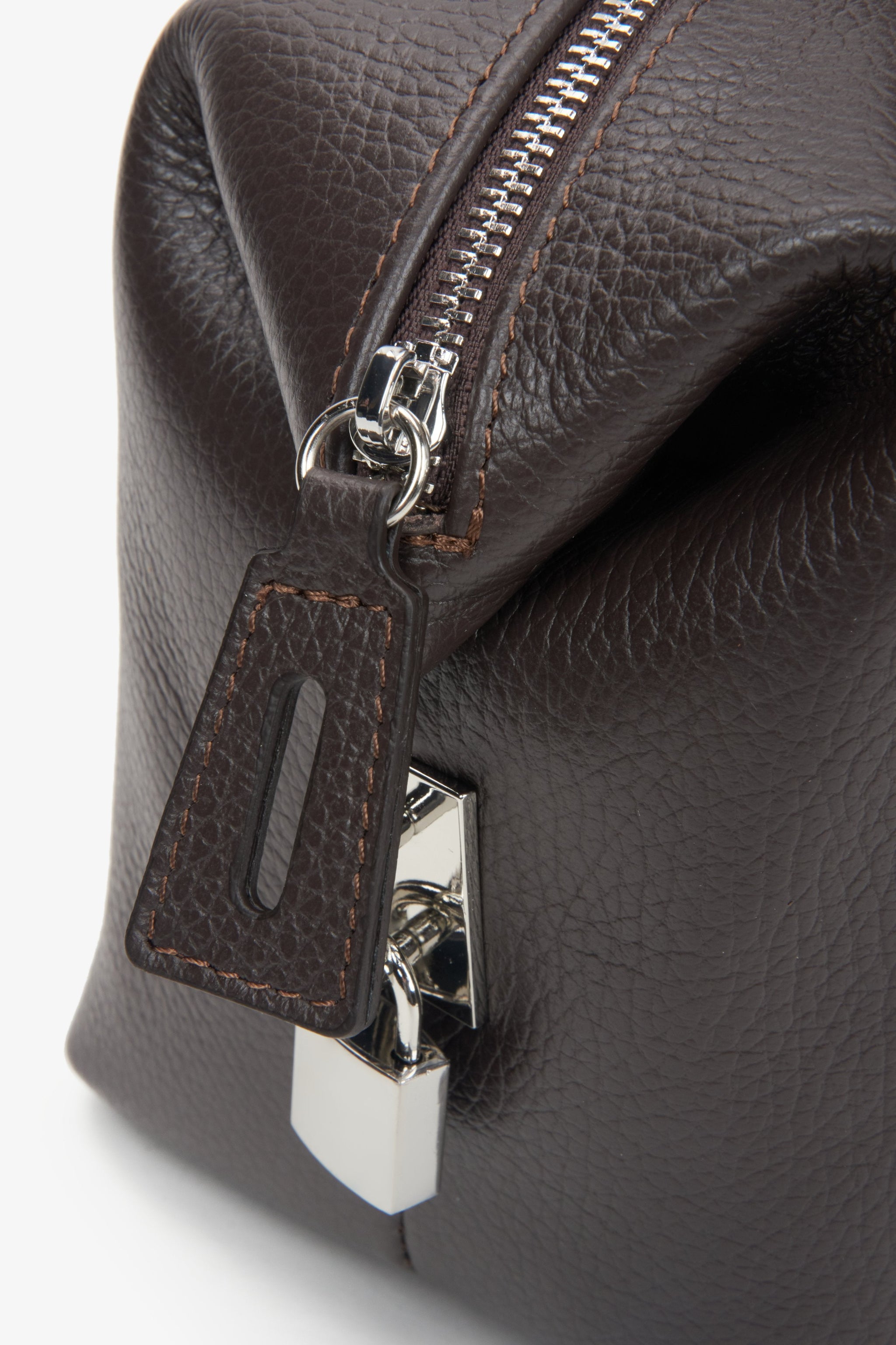 Dunkelbraune Damen-Satchel-Tasche aus edlem italienischem Echtleder Estro ER00116700