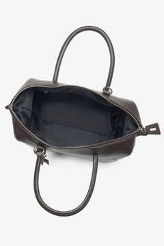 Dunkelbraune Damen-Satchel-Tasche aus edlem italienischem Echtleder Estro ER00116700