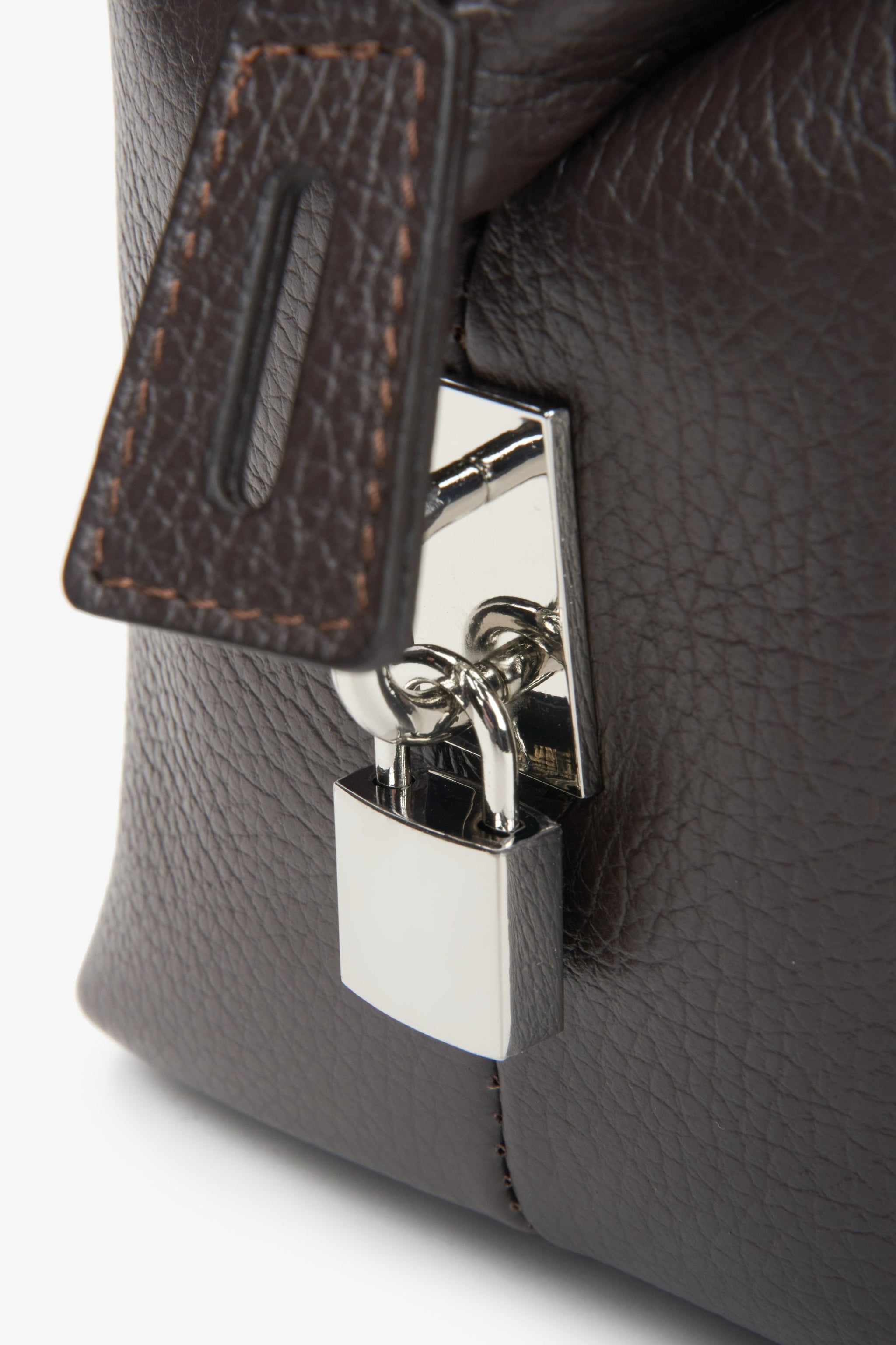 Dunkelbraune Damen-Satchel-Tasche aus edlem italienischem Echtleder Estro ER00116700
