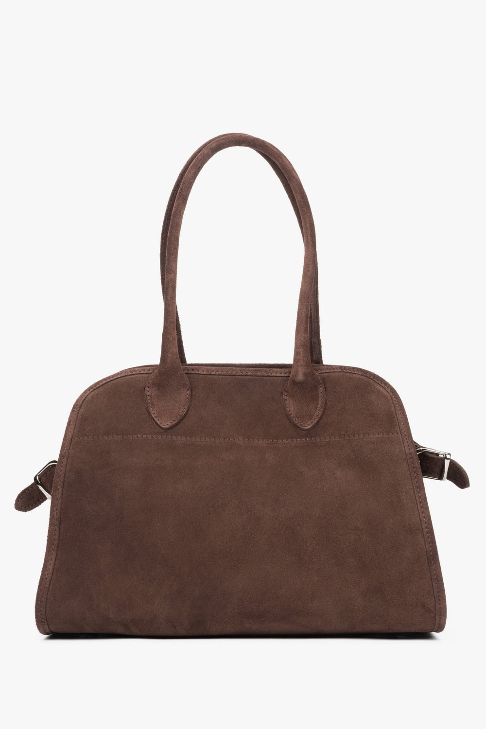 Dunkelbraune Damen-Satchel-Tasche aus edlem italienischem Velours Estro ER00116693ю