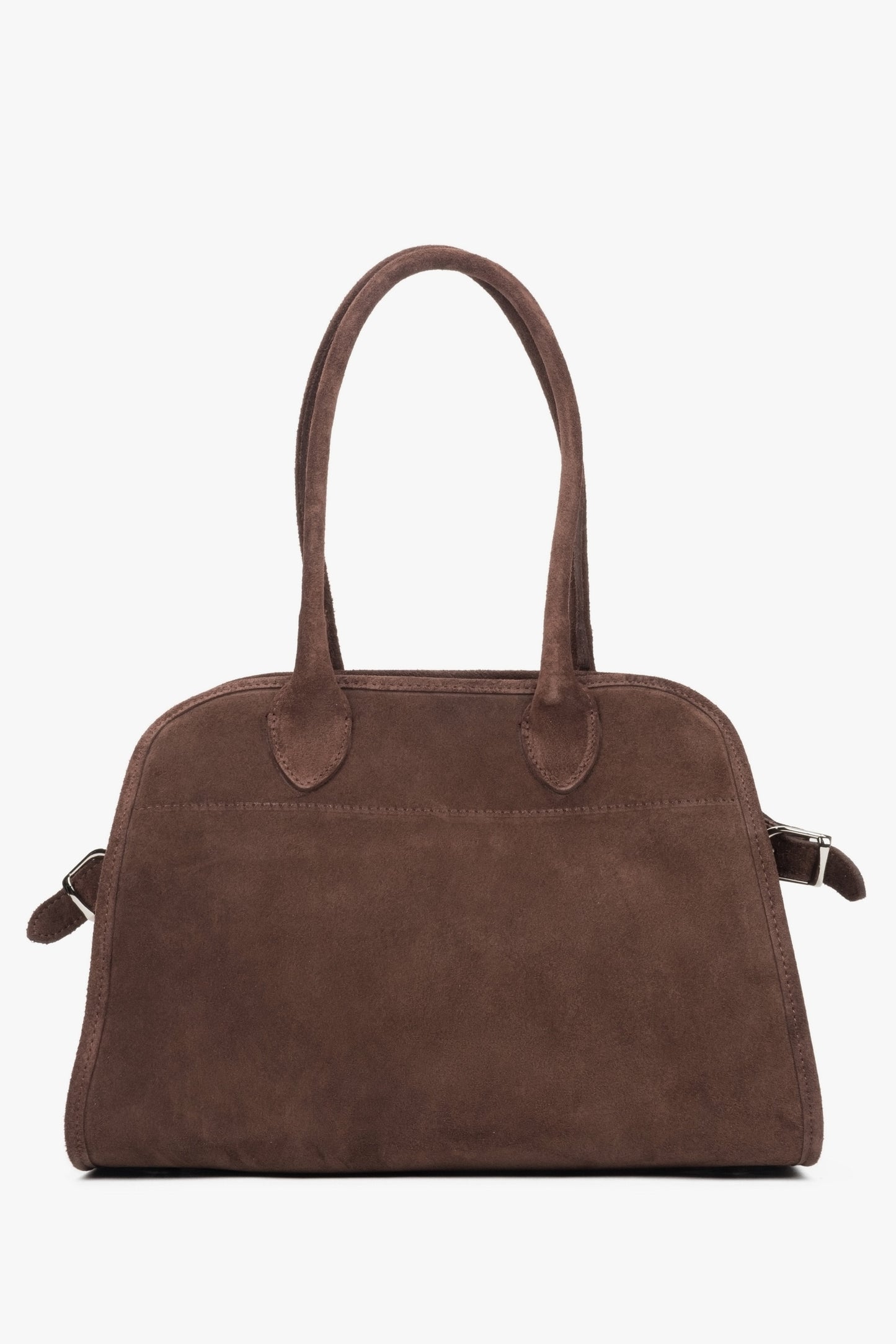 Dunkelbraune Damen-Satchel-Tasche aus edlem italienischem Velours Estro ER00116693ю