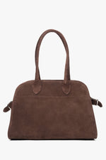 Dunkelbraune Damen-Satchel-Tasche aus edlem italienischem Velours Estro ER00116693ю