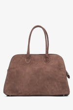 Dunkelbraune Damen-Satchel-Tasche aus edlem italienischem Velours Estro ER00116695.