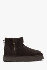 Dunkelbraune Damen-Schneestiefel aus echtem Velours mit warmem Fellfutter Estro ER00117615.