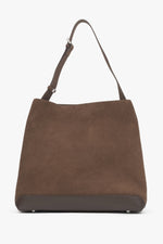 Dunkelbraune Damen-Schultertasche aus echtem Velours Estro ER00116607.