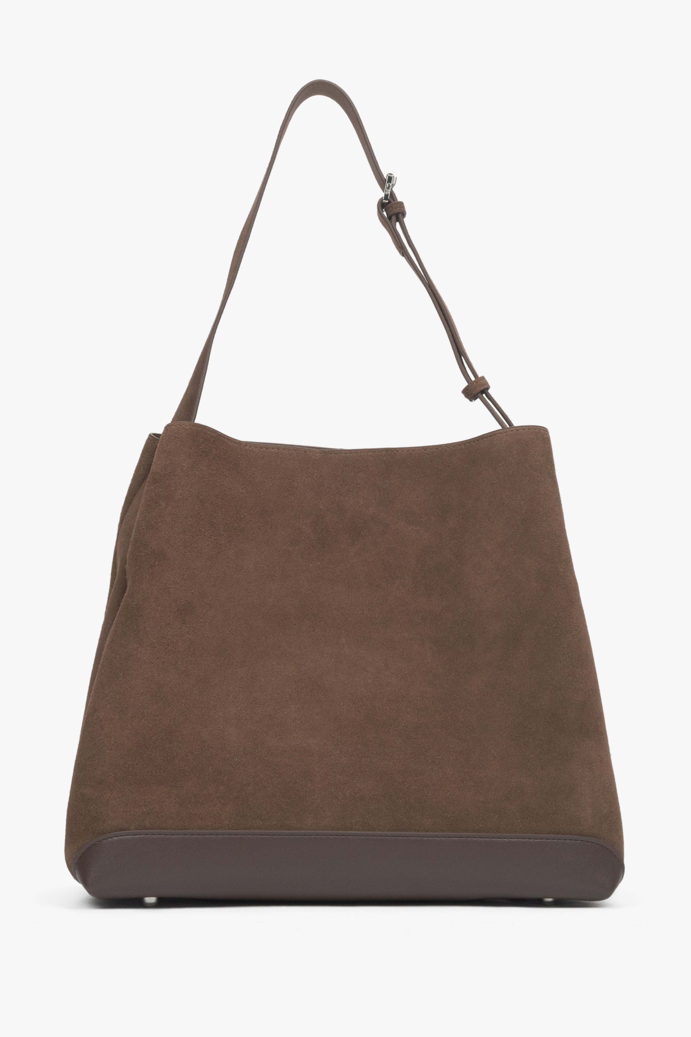 Dunkelbraune Estro-Tasche aus echtem Velours.