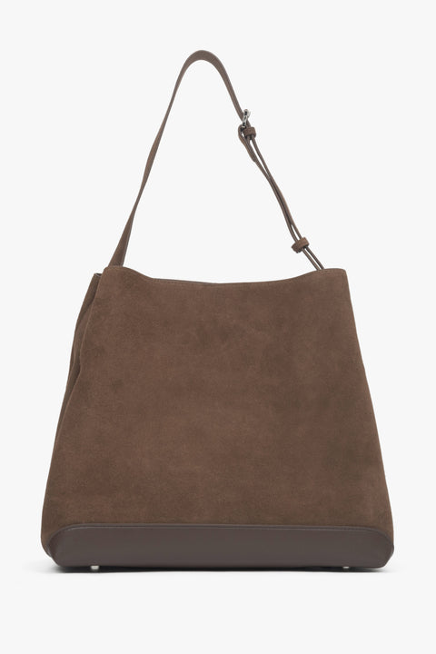 Dunkelbraune Estro-Tasche aus echtem Velours.