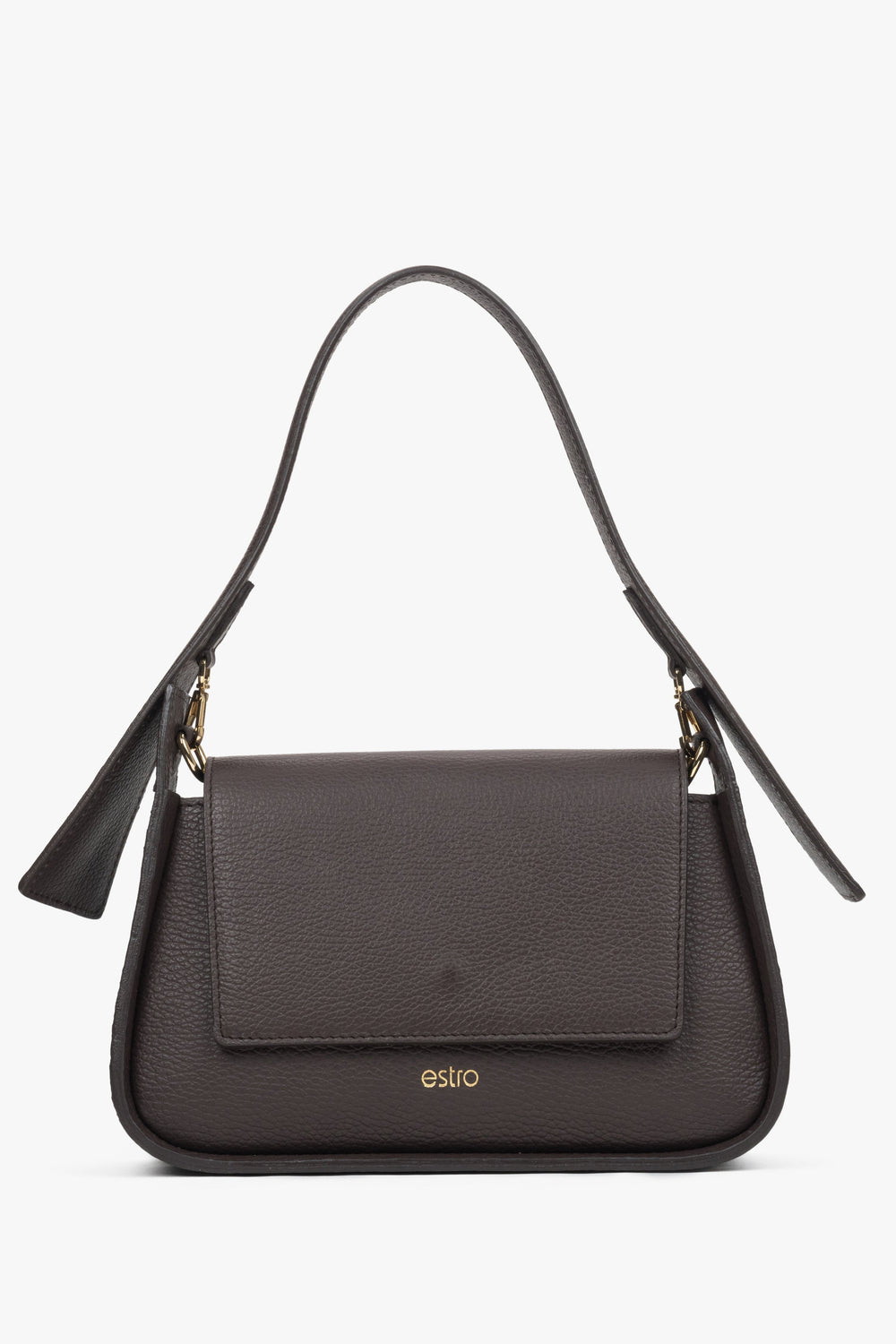 Dunkelbraune Damen-Schultertasche aus edlem italienischem Echtleder Estro ER00116349.