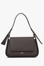 Dunkelbraune Damen-Schultertasche aus edlem italienischem Echtleder Estro ER00116349.