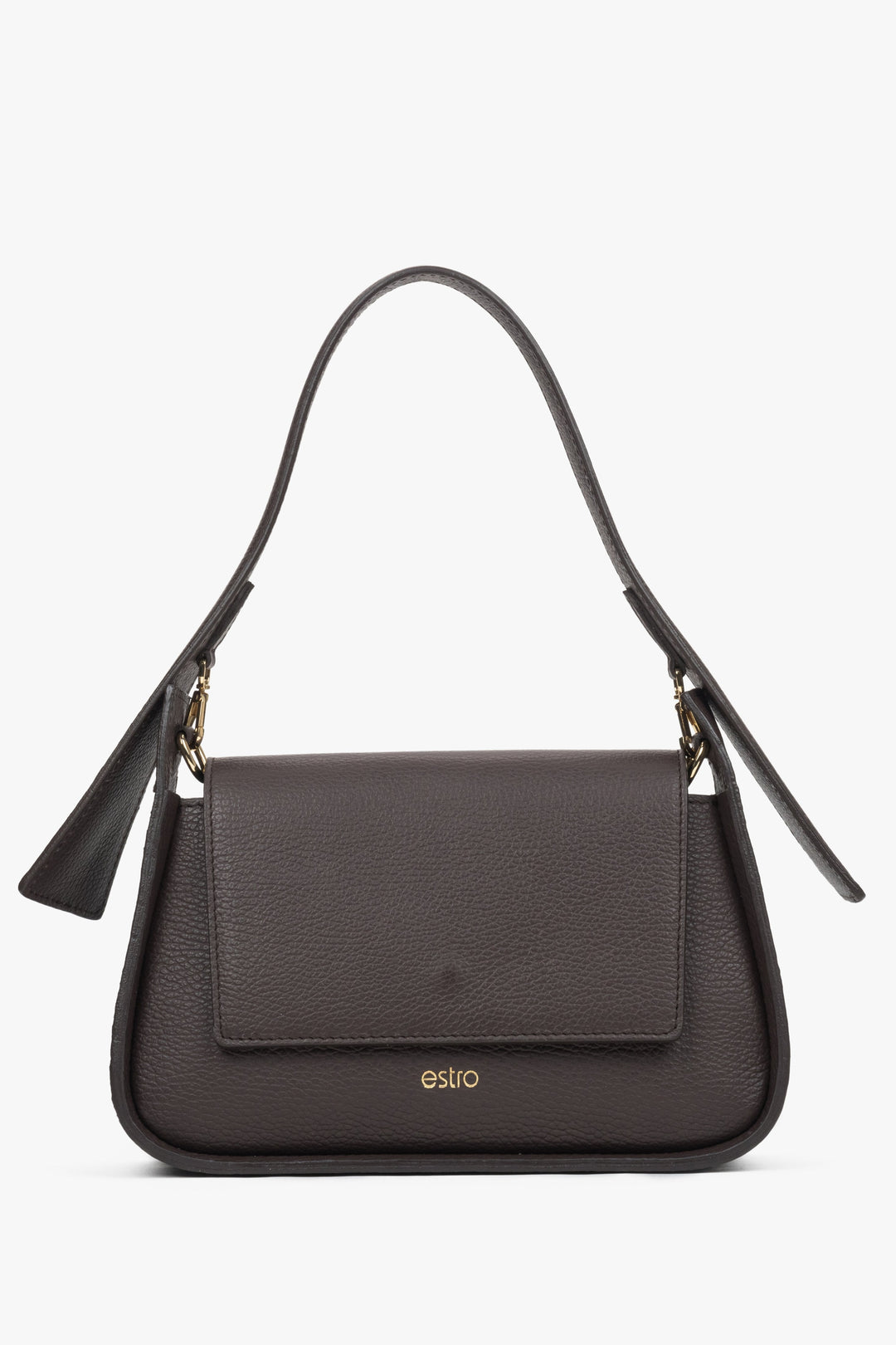 Dunkelbraune Damen-Schultertasche aus edlem italienischem Echtleder Estro ER00116349.