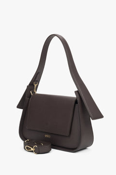 Dunkelbraune Leder-Schultertasche von Estro.