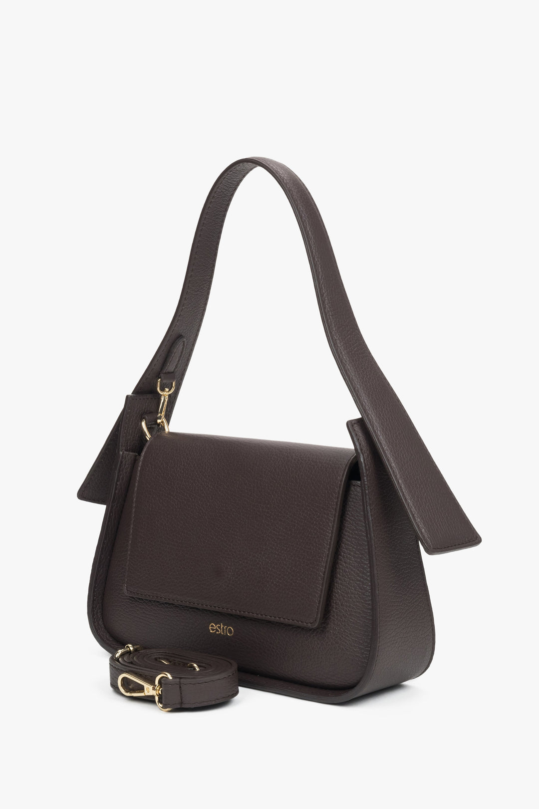 Dunkelbraune Leder-Schultertasche von Estro.