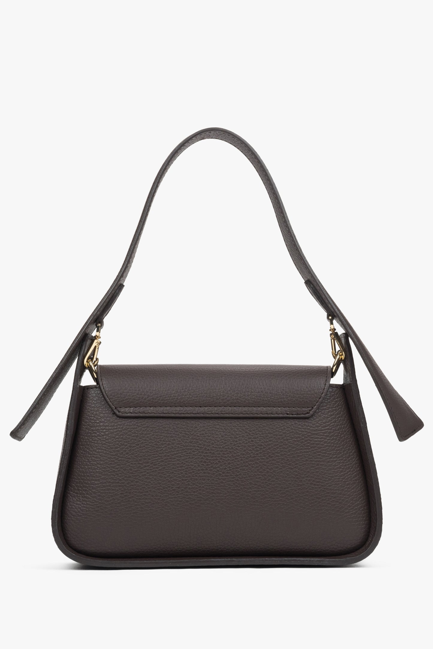Damen-Schultertasche in Dunkelbraun von Estro – Rückseite.