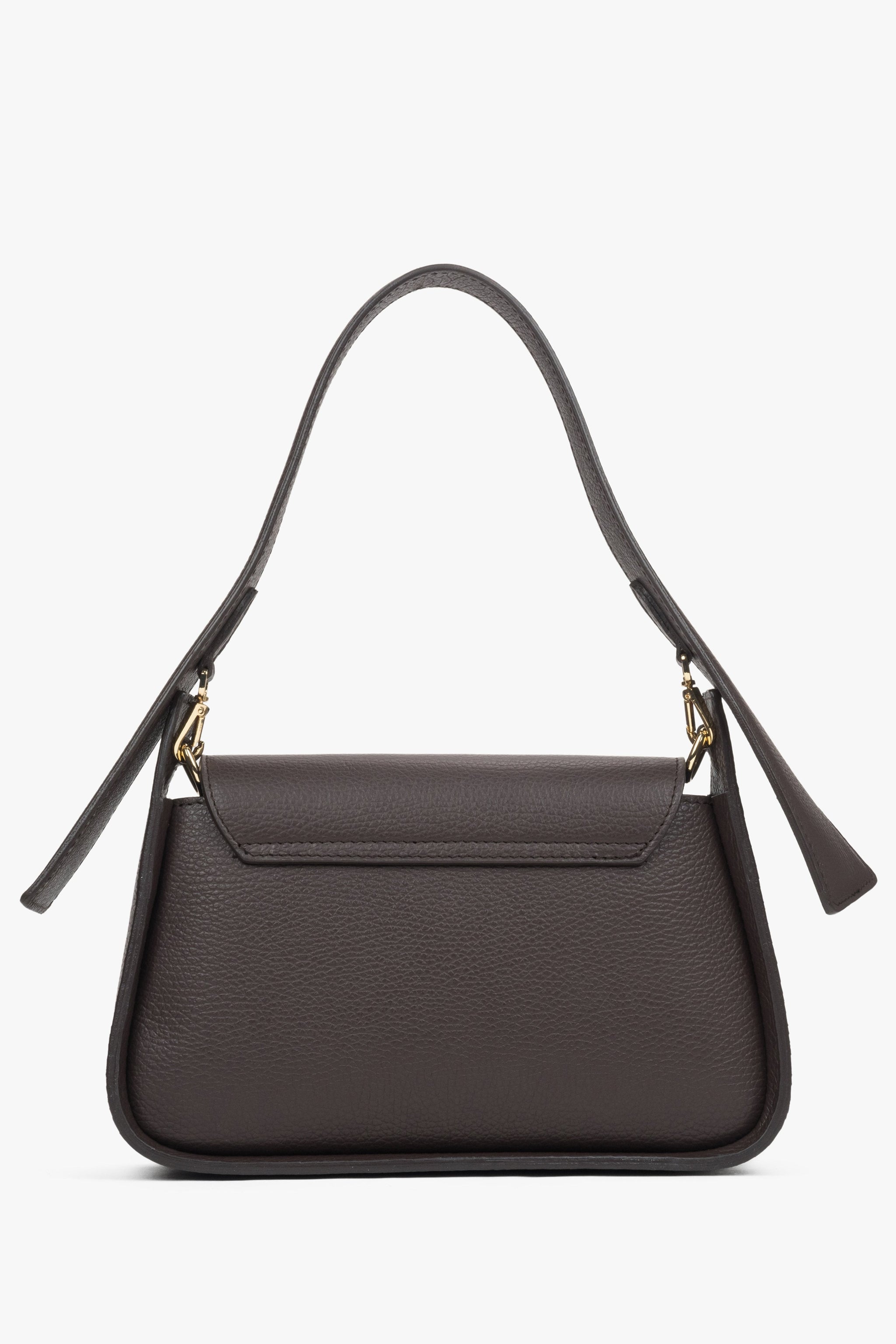 Damen-Schultertasche in Dunkelbraun von Estro – Rückseite.