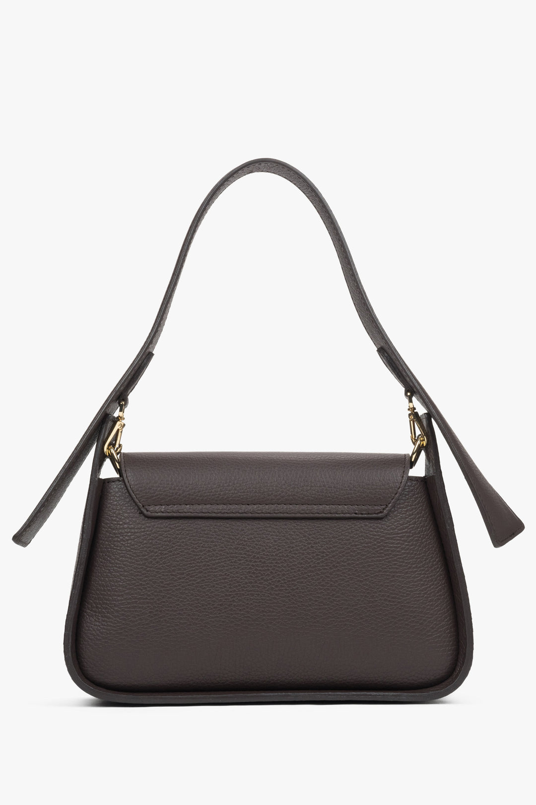 Damen-Schultertasche in Dunkelbraun von Estro – Rückseite.