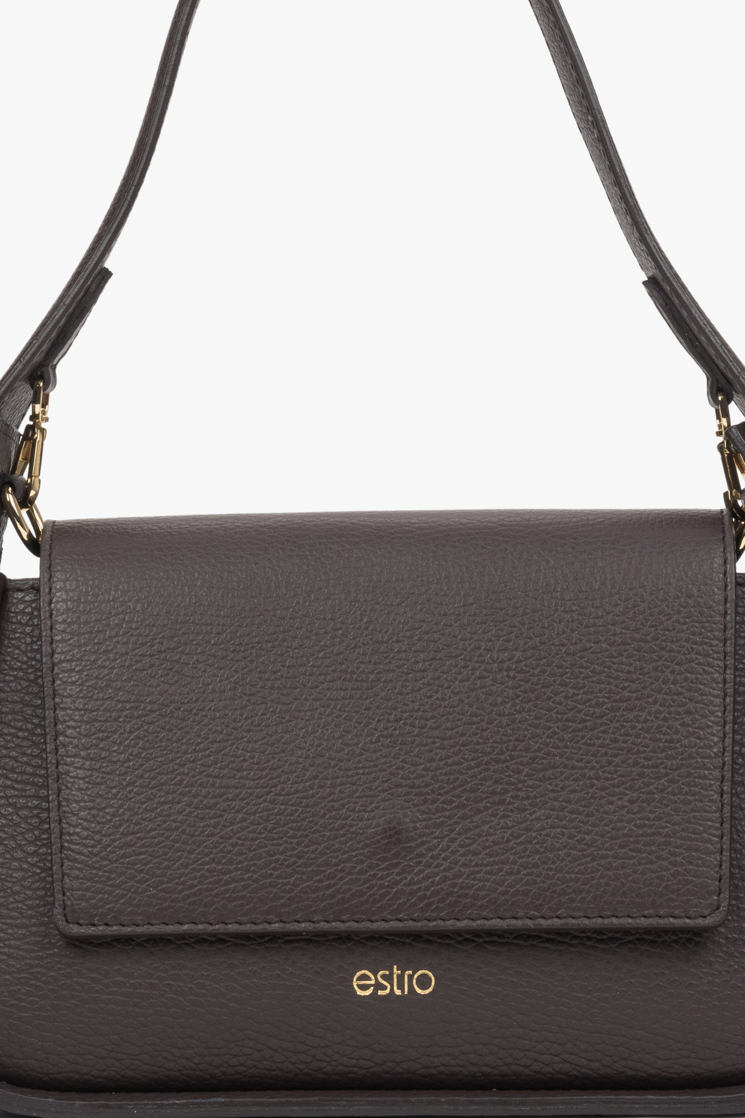 Damen-Tasche in Dunkelbraun von Estro – Nahaufnahme der Details.