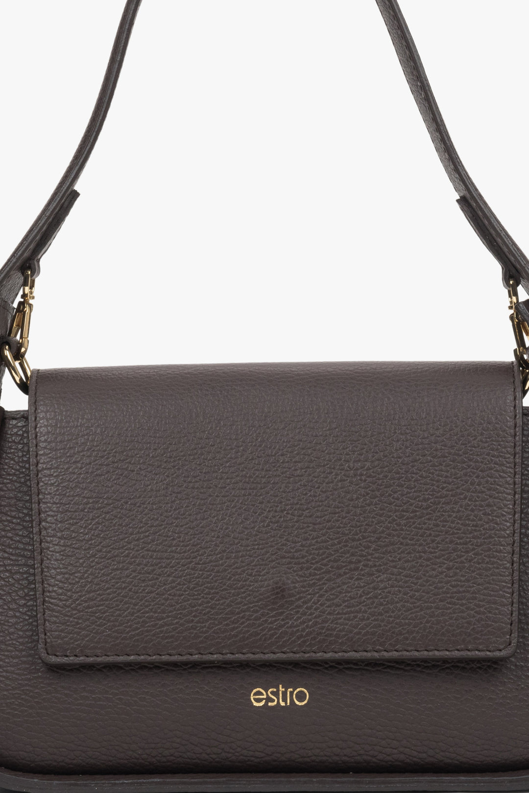 Damen-Tasche in Dunkelbraun von Estro – Nahaufnahme der Details.