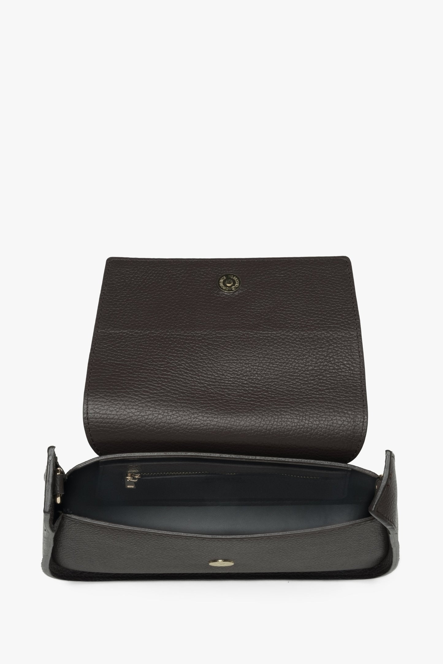 Dunkelbraune Leder-Tasche von Estro – Innenansicht des Modells.
