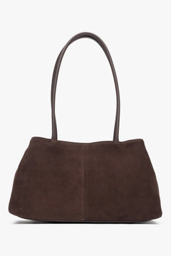 Rückansicht der dunkelbraunen Damen-Schultertasche von Estro.