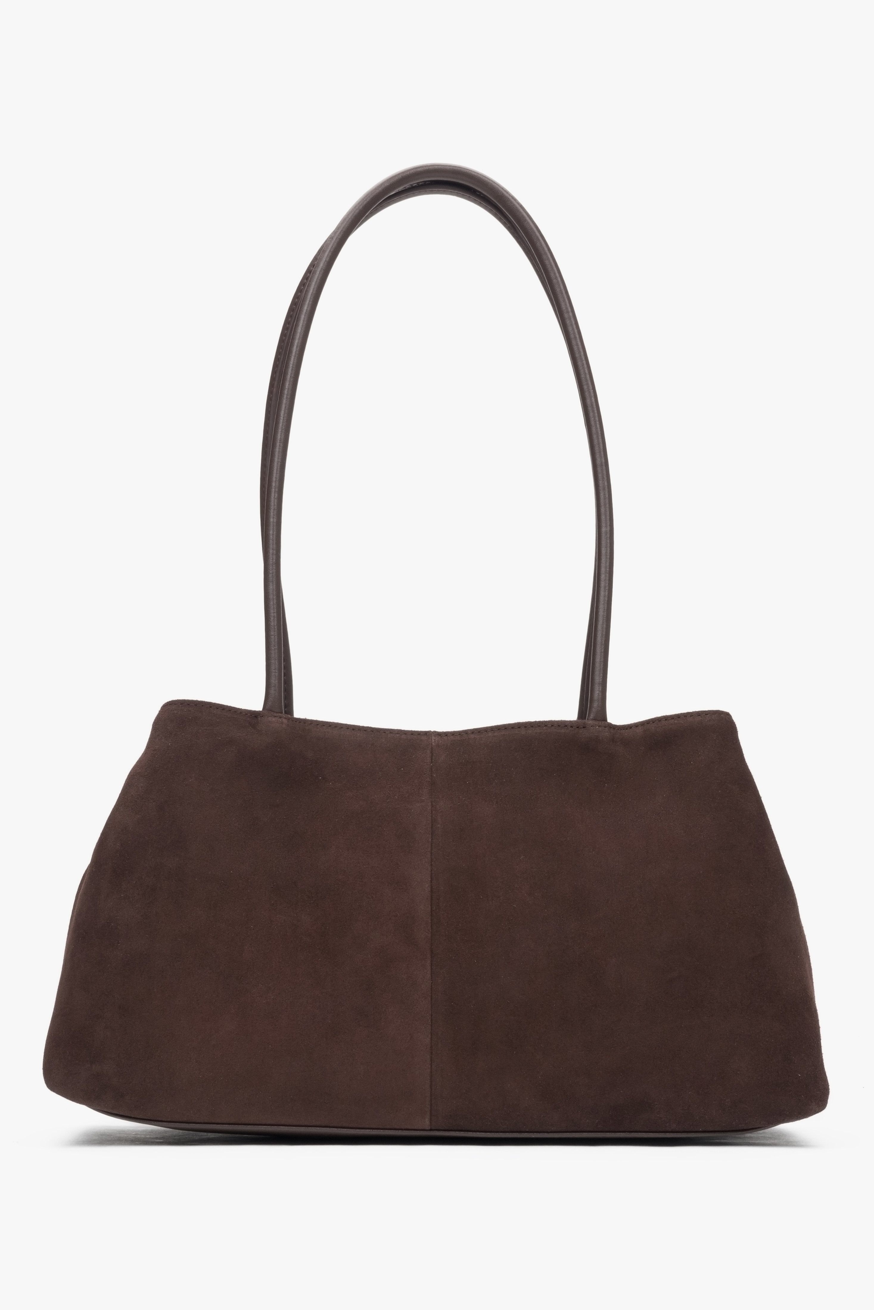 Rückansicht der dunkelbraunen Damen-Schultertasche von Estro.