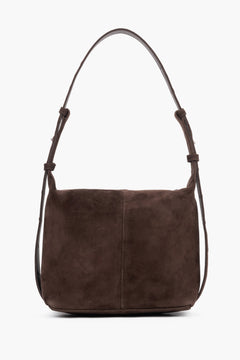 Braune Schultertasche mit verstellbarem Riemen Seitenprofil