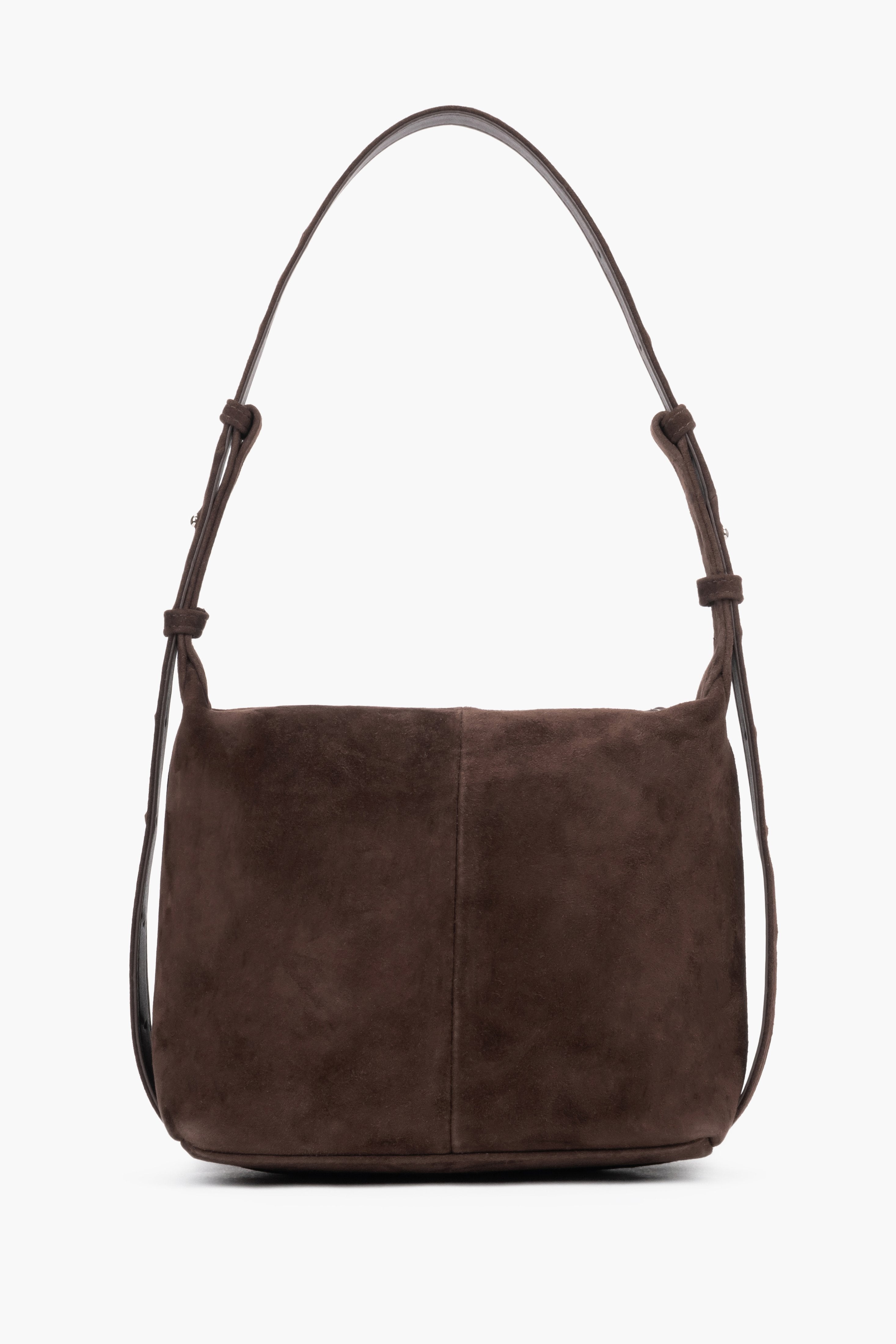 Braune Schultertasche mit verstellbarem Riemen Seitenprofil