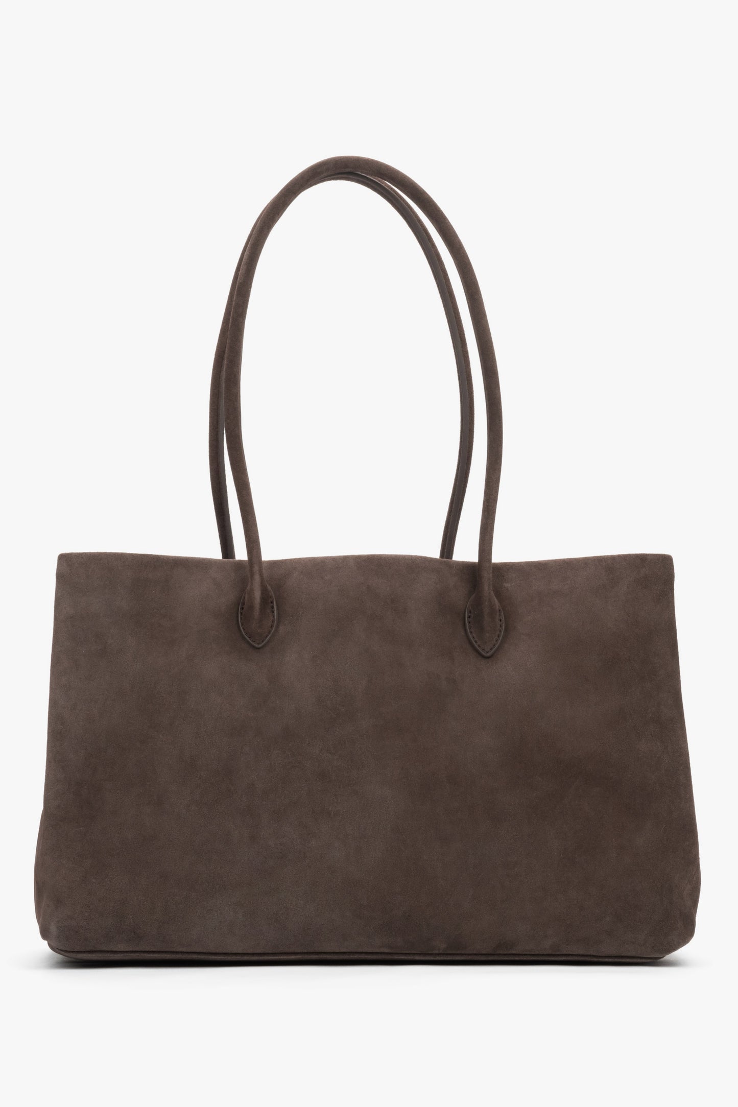 Rückansicht der dunkelbraunen Damen-Tote-Bag aus Velours.