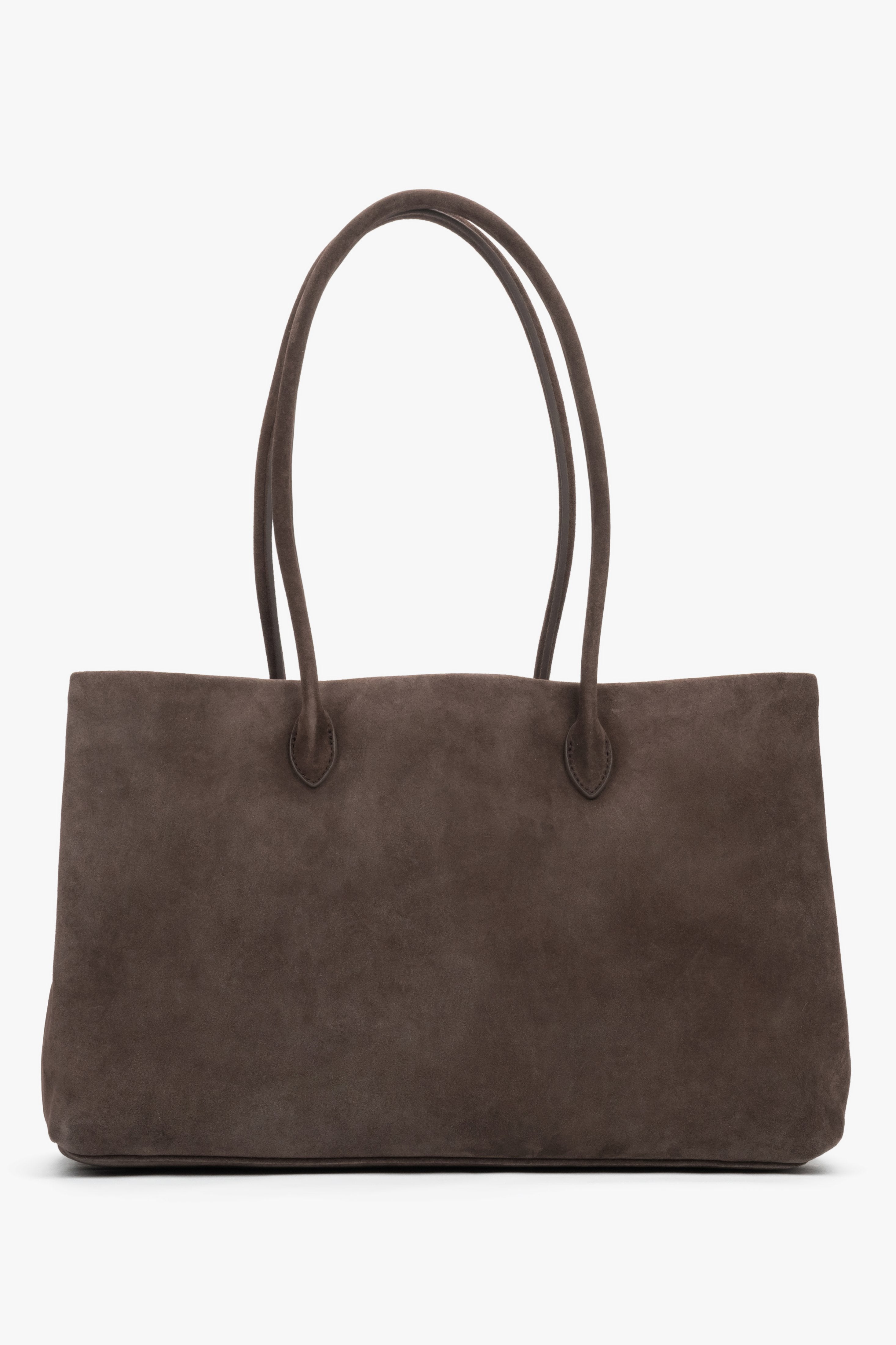 Rückansicht der dunkelbraunen Damen-Tote-Bag aus Velours.
